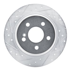 Mercedes-Benz SL500 Brake Rotor (1) - Rear Left - R1 Concepts - Drilled & Slotted - Silver - `03-`06